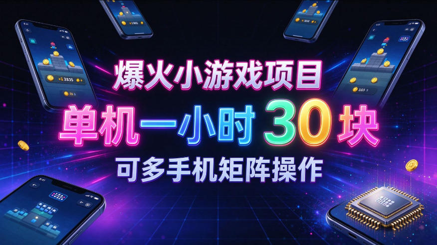 爆火小游戏撸金项目，实测单机一小时30+，可多手机矩阵操作，新手看完一遍就能上手【揭秘】-极客网创