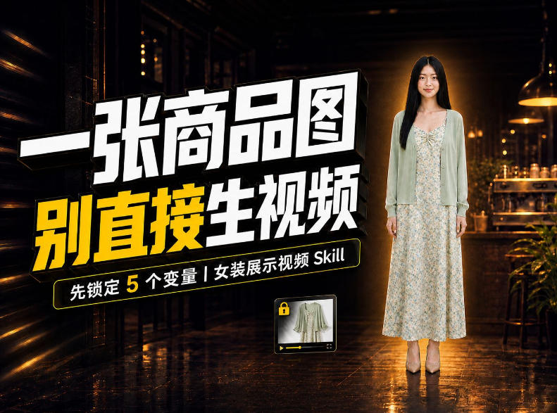 女装AI视频总翻车?问题不在提示词,女装展示视频Skill先锁定5个变量!-极客网创