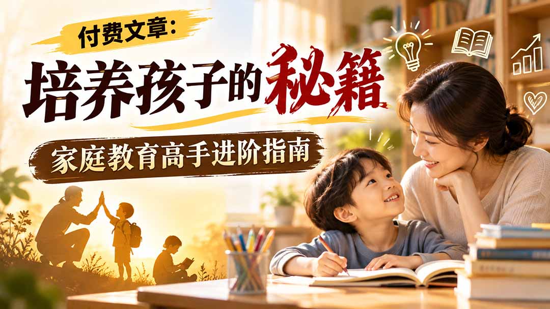 付费文章:培养孩子的秘籍,家庭教育高手进阶指南-极客网创