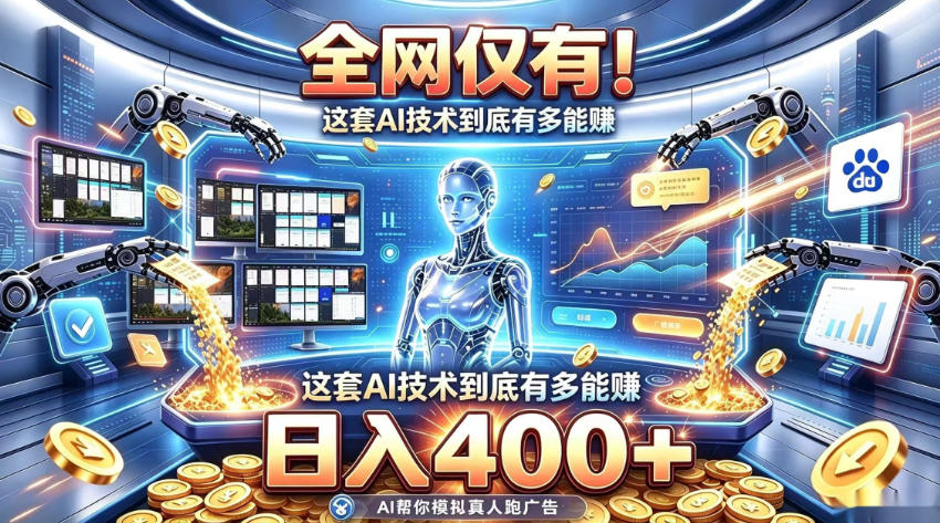 全网仅有！这套AI技术到底有多能賺，日入400+，无需人工干预，实现真正被动变现【揭秘】-极客网创