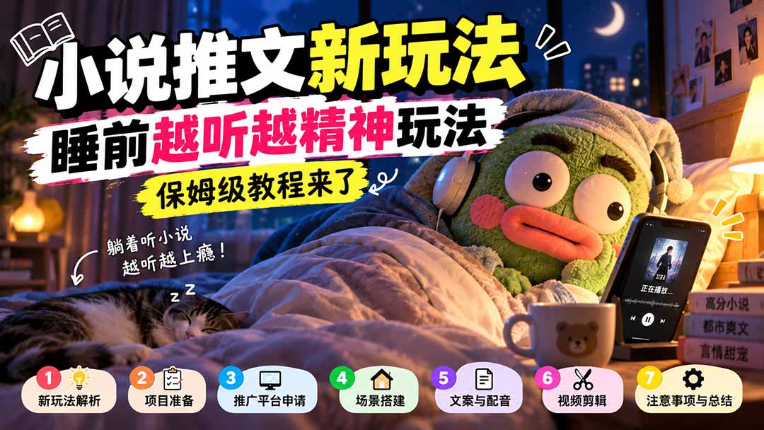 小说推文新玩法，睡前越听越精神玩法，保姆级教程来了-极客网创