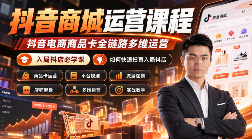抖音商城运营课程，抖音电商商品卡全链路多维运营，入局抖店必学课， 如何快速扫盲入局抖店(更新1017)-极客网创