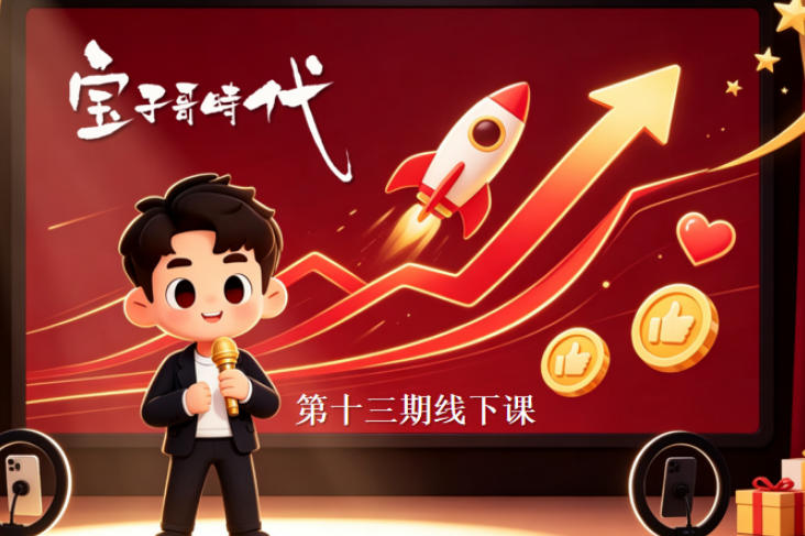 宝子哥抖音直播第13期VIP线下课9月5-6日，26年最值得看的直播课程，快速突破直播间流量瓶颈，打造高效起号闭环-极客网创
