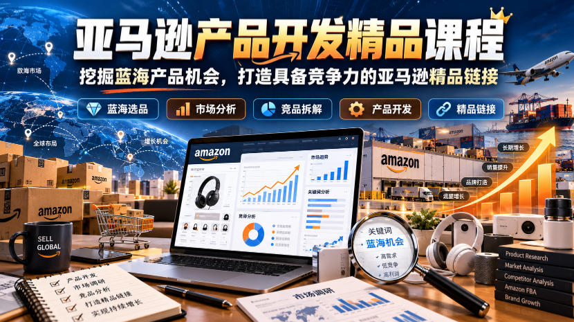 亚马逊产品开发精品课程，挖掘蓝海产品机会，打造具备竞争力的亚马逊精品链接-极客网创