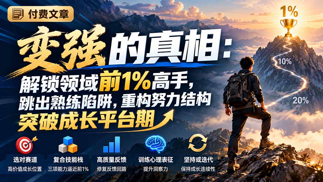 付费文章：变强的真相：解锁领域前1%高手，跳出熟练陷阱，重构努力结构突破成长平台期-极客网创