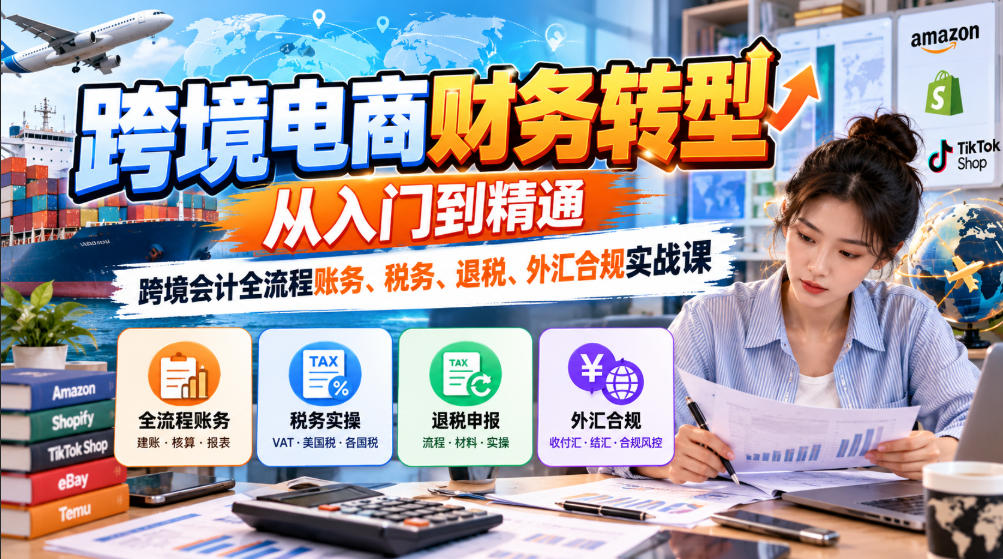 跨境电商财务转型:从入门到精通|跨境会计全流程账务、税务、退税、外汇合规实战课-极客网创
