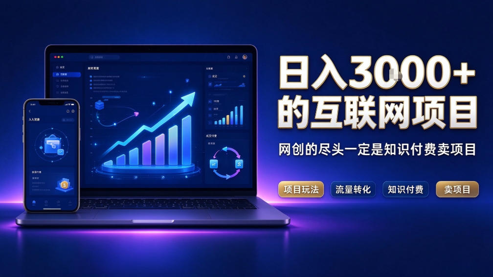 日入3k+的互联网项目，网红的尽头是带货，网创的尽头一定是知识付费卖项目【揭秘】-极客网创