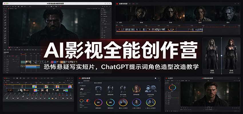 AI影视全能创作营：恐怖悬疑写实短片，ChatGPT提示词角色造型改造教学-极客网创