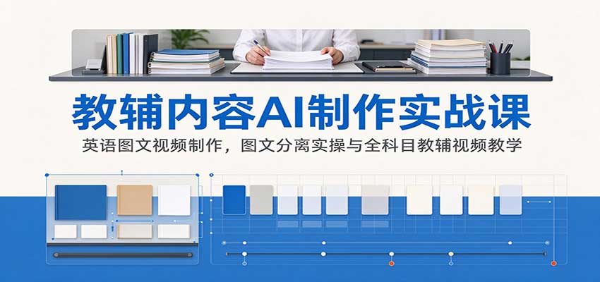 AI制作教辅内容实战课：英语图文视频制作，图文分离实操与全科目教辅视频教学-极客网创