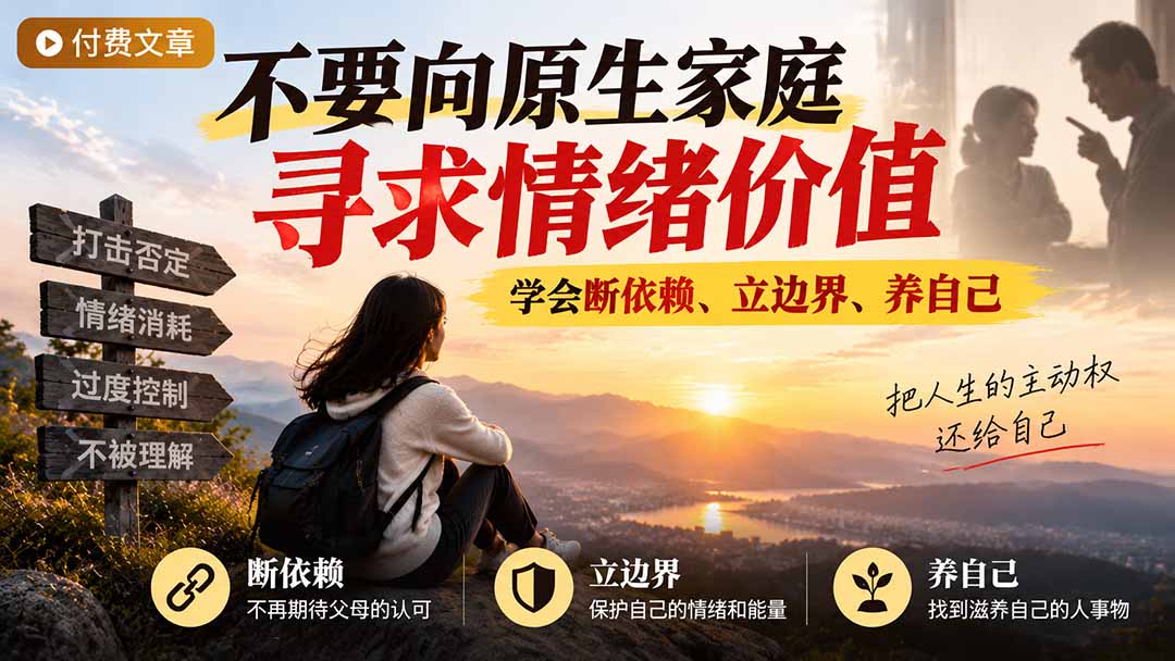 付费文章:不要向原生家庭寻求情绪价值,学会断依赖、立边界、养自己-极客网创