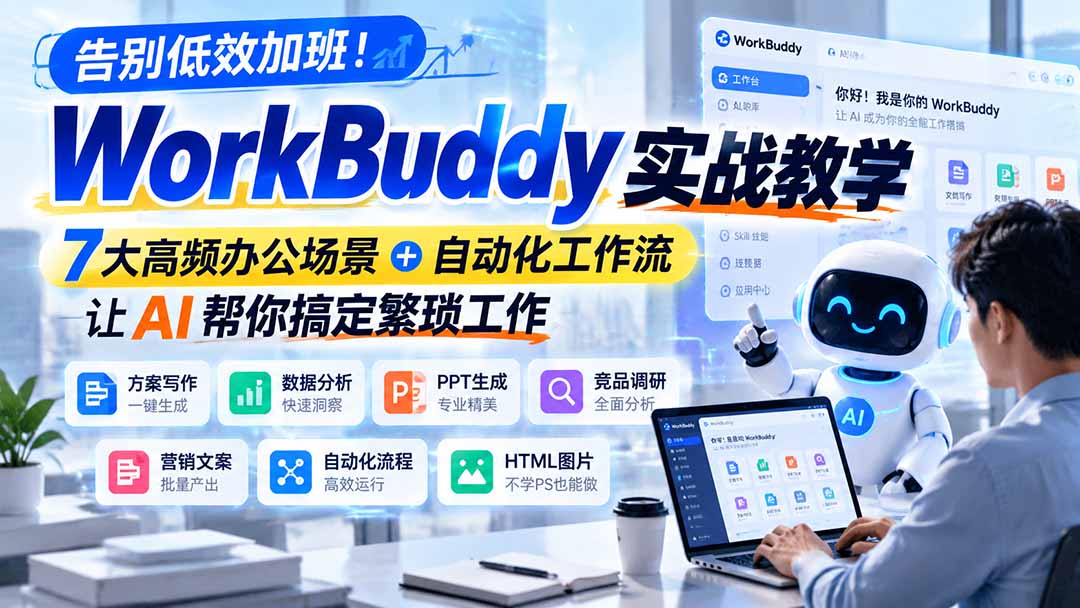 告别低效加班!WorkBuddy实战教学,7大高频办公场景+自动化工作流,让AI帮你搞定繁琐工作-极客网创