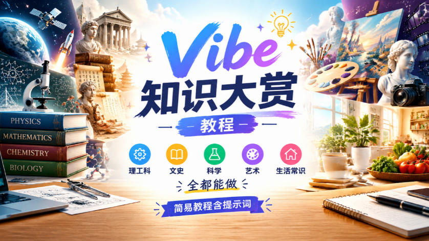Vibe知识大赏教程,理工科、文史、科学、艺术、生活常识全都能做,简易教程含提示词(更新1025)-极客网创