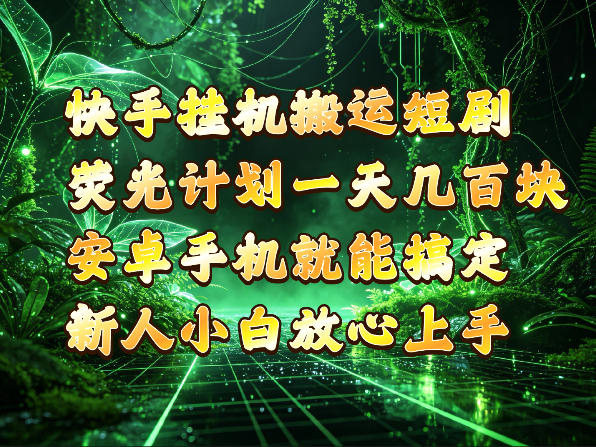 快手挂G搬运短剧玩法,荧光计划一天轻松几张到四位数,安卓手机就能操作【揭秘】-极客网创