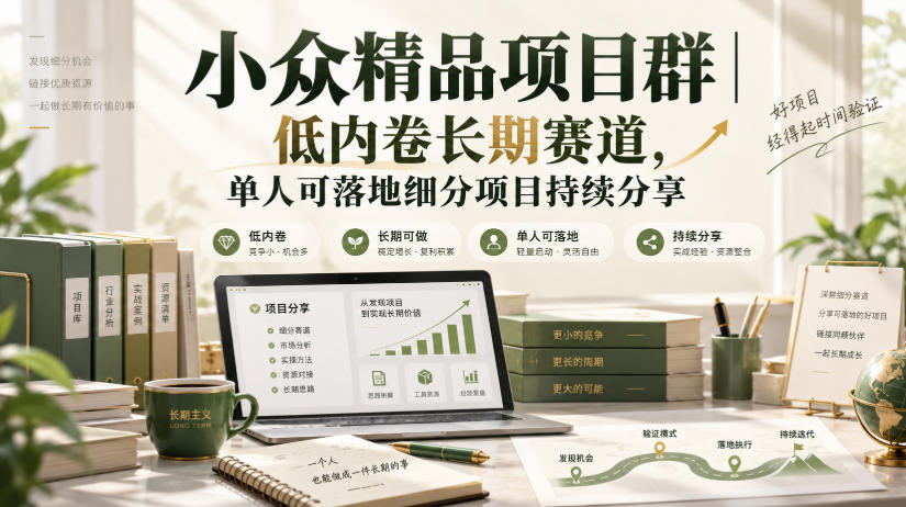 小众精品项目群｜低内卷长期赛道，单人可落地细分项目持续分享-极客网创