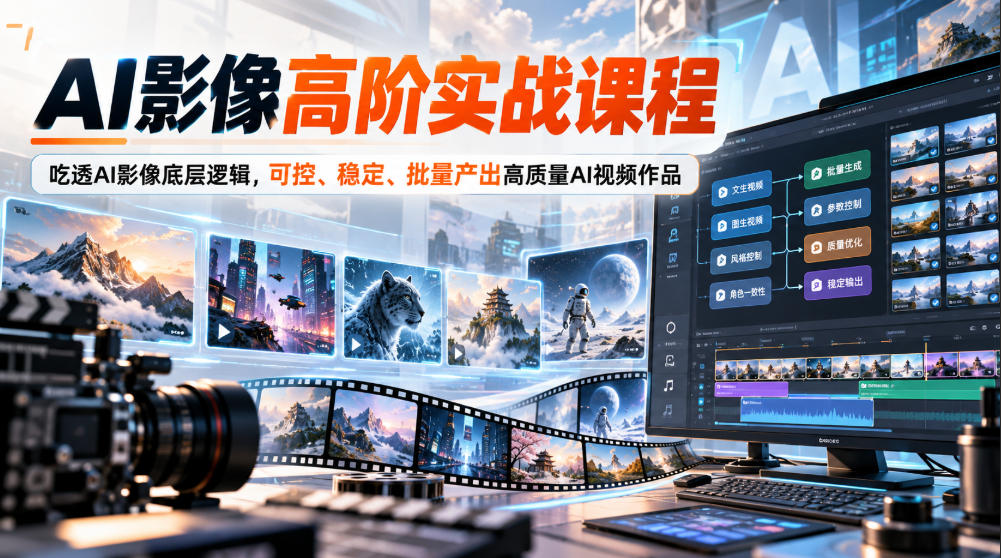 AI影像高阶实战课程，吃透AI影像底层逻辑，可控、稳定、批量产出高质量AI视频作品-极客网创