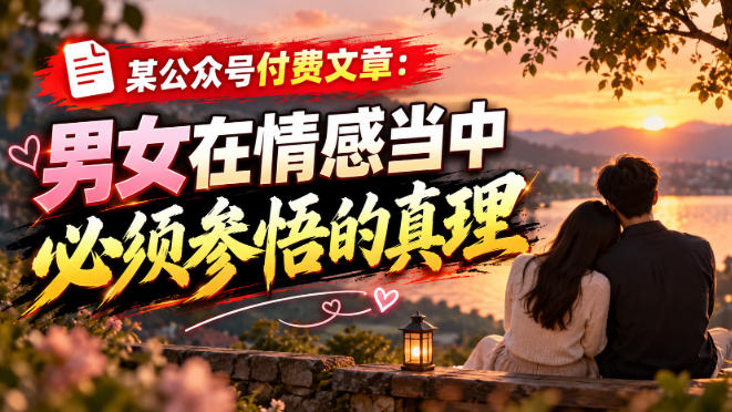 某公众号付费文章:男女在情感当中必须参悟的真理-极客网创