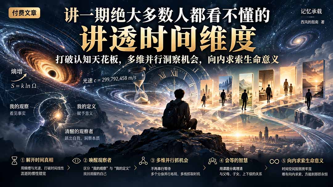 付费文章：讲一期绝大多数人都看不懂的，讲透时间维度，打破认知天花板，多维并行洞察机会，向内求索生命意义-极客网创