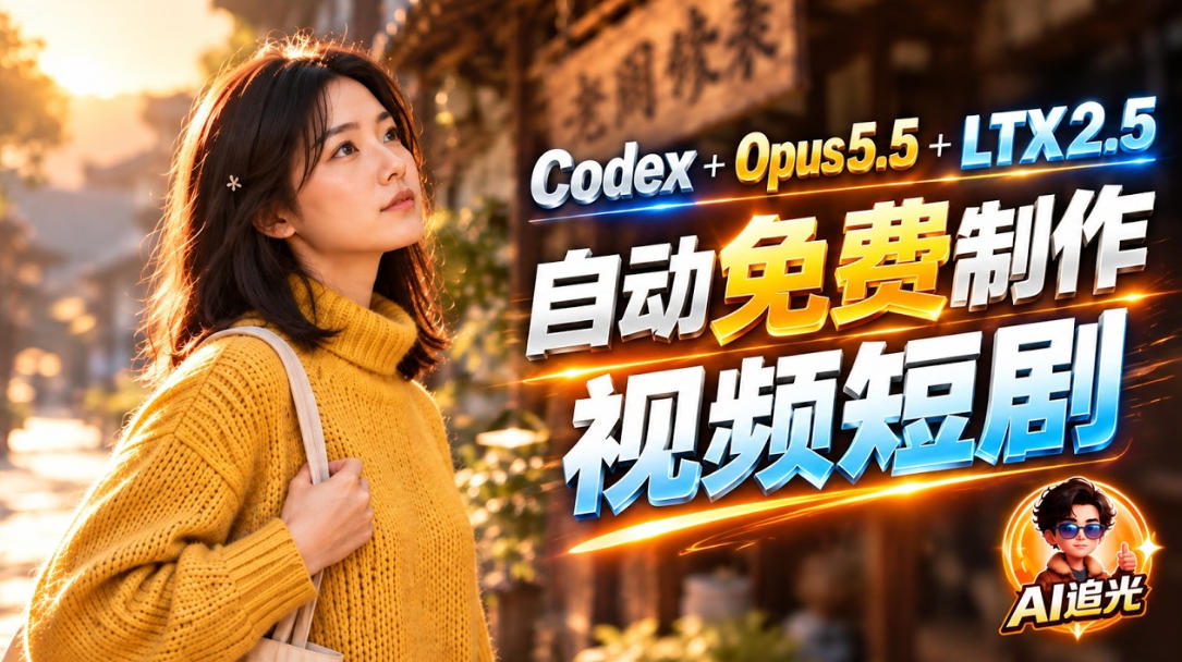 【无水印】Codex出图+免费LTX-2.5生成视频,Claude Opus 5.5全自动剪出1分钟情感短剧《停了的表》-极客网创