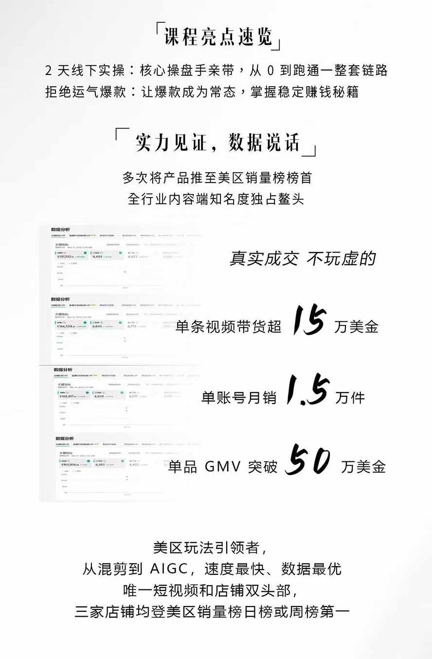 图片[2]-AIGC×TikTok美区短视频带货线下课；两天一夜完整回放，12小时高清视频收录头部操盘手全流程教学-极客网创