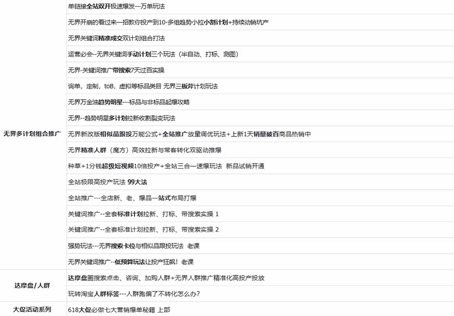 图片[2]-2026淘天开单秘籍PRO实战陪跑课程：全套落地运营玩法，一站式解决淘宝流量低、不出单难题(更新260823-极客网创